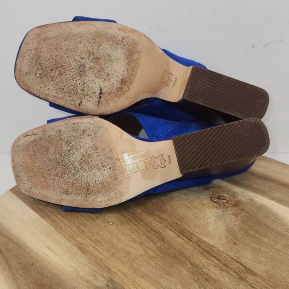 Tory Burch Women's Selby block-heel sandal Blue Suede Size 7.5 M - Picture 9 of 11